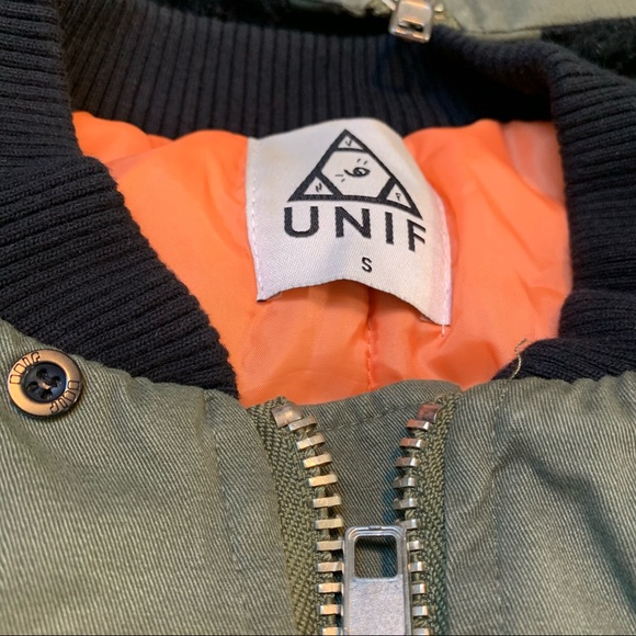 UNIF x Urban Outfitters Green / Black Bomber Jacket (Removable Faux Fur Hood) - Picture 5 of 6